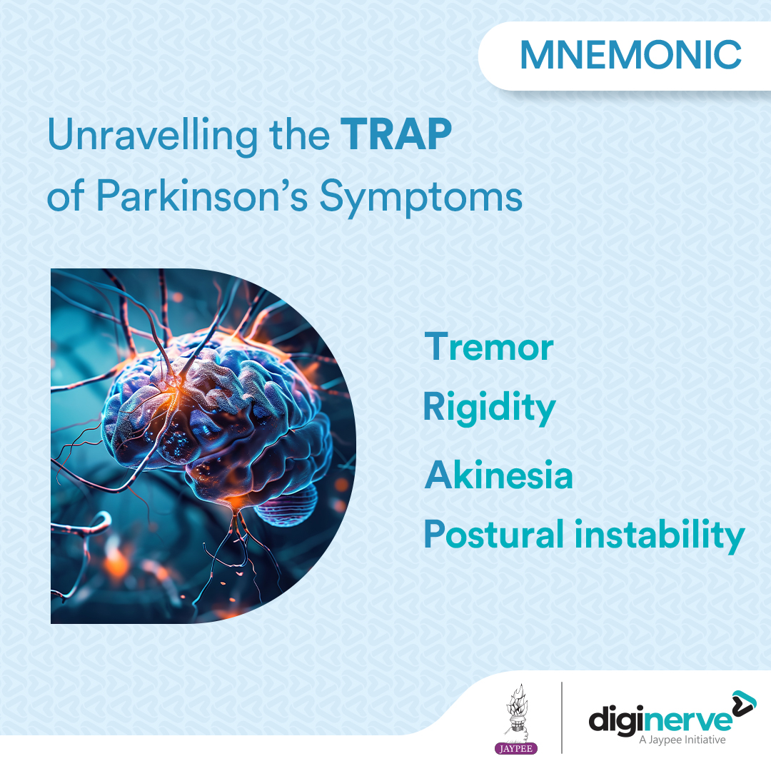 TRAP is your mnemonic to remember the symptoms of Parkinson’s. 

#DigiNerve #MedicalStudents #MedicalStudies #MBBS #Mnemonic #TRAP #Parkinsons #Parkinsonsdisease #MedicalEducation #HealthcareProfessionals