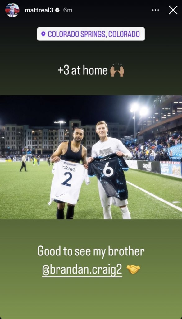 A little “Re-Union” with Matt Real and Brandan Craig, both Union homegrowns loaned out to Colorado Springs Switchbacks and El Paso Locomotive, respectively. Switchbacks won 2-0 
#doop 

📷: @matt_real11 Instagram