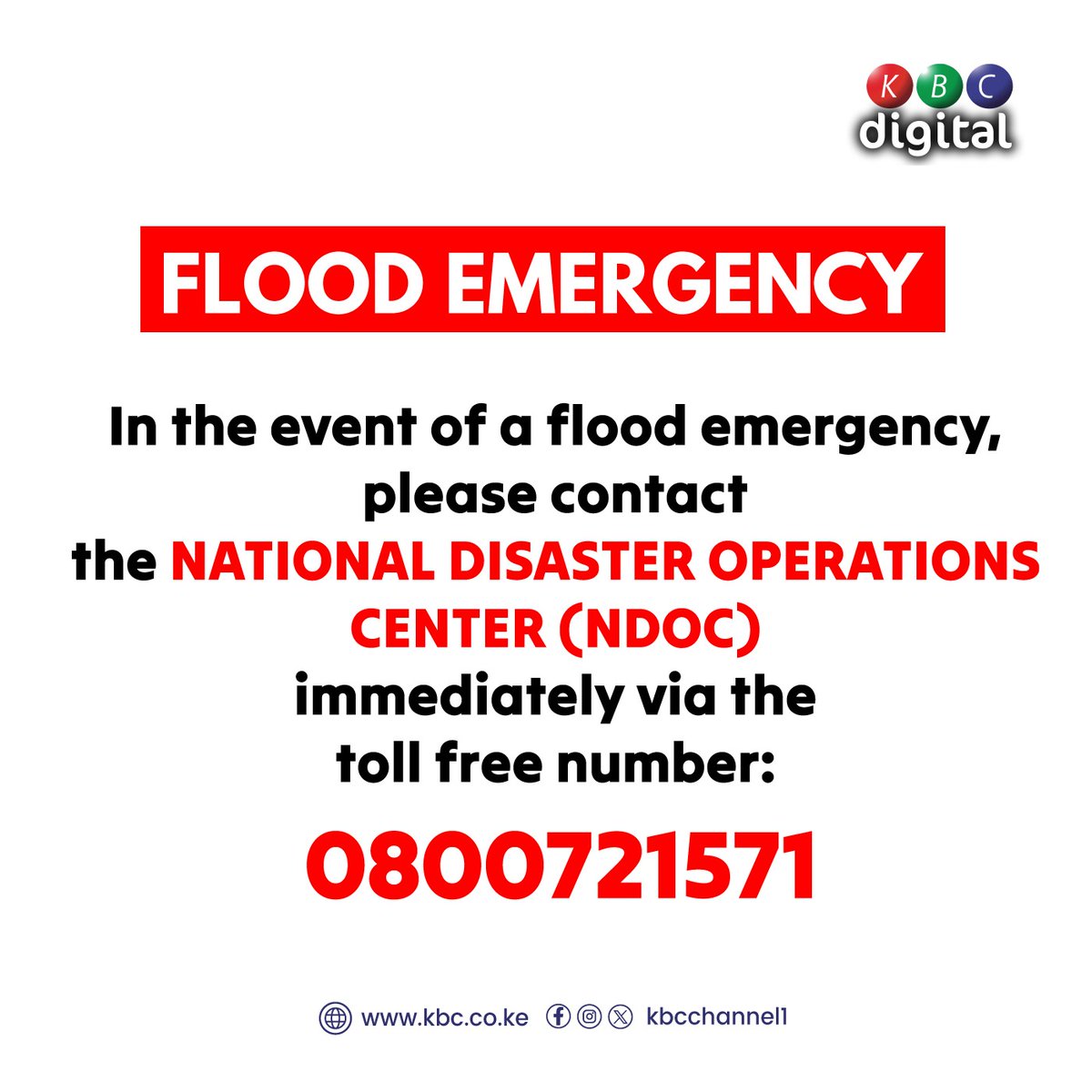 FLOOD EMERGENCY CONTACT. #KBCniYetu^EM