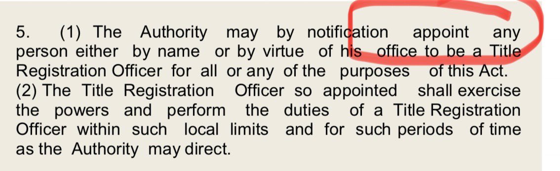 Section 5 of AP Land Titling Act, 2022 ప్రకారం, రాష్ట్ర ప్రభత్వానికి ఏ వ్యక్తినైనా Titling Registration Officer గా నియమించుకునే అధికారం ఉంది. ఇతనే ఆ చట్టానికి సంబంధించిన అన్ని తీర్పులు ఇచ్చేది. దీనిని బట్టి @YSRCParty యొక్క చెడు ఉద్దేశం అర్థం అవుతుంది!!! @JaiTDP @umeshchandrapvg