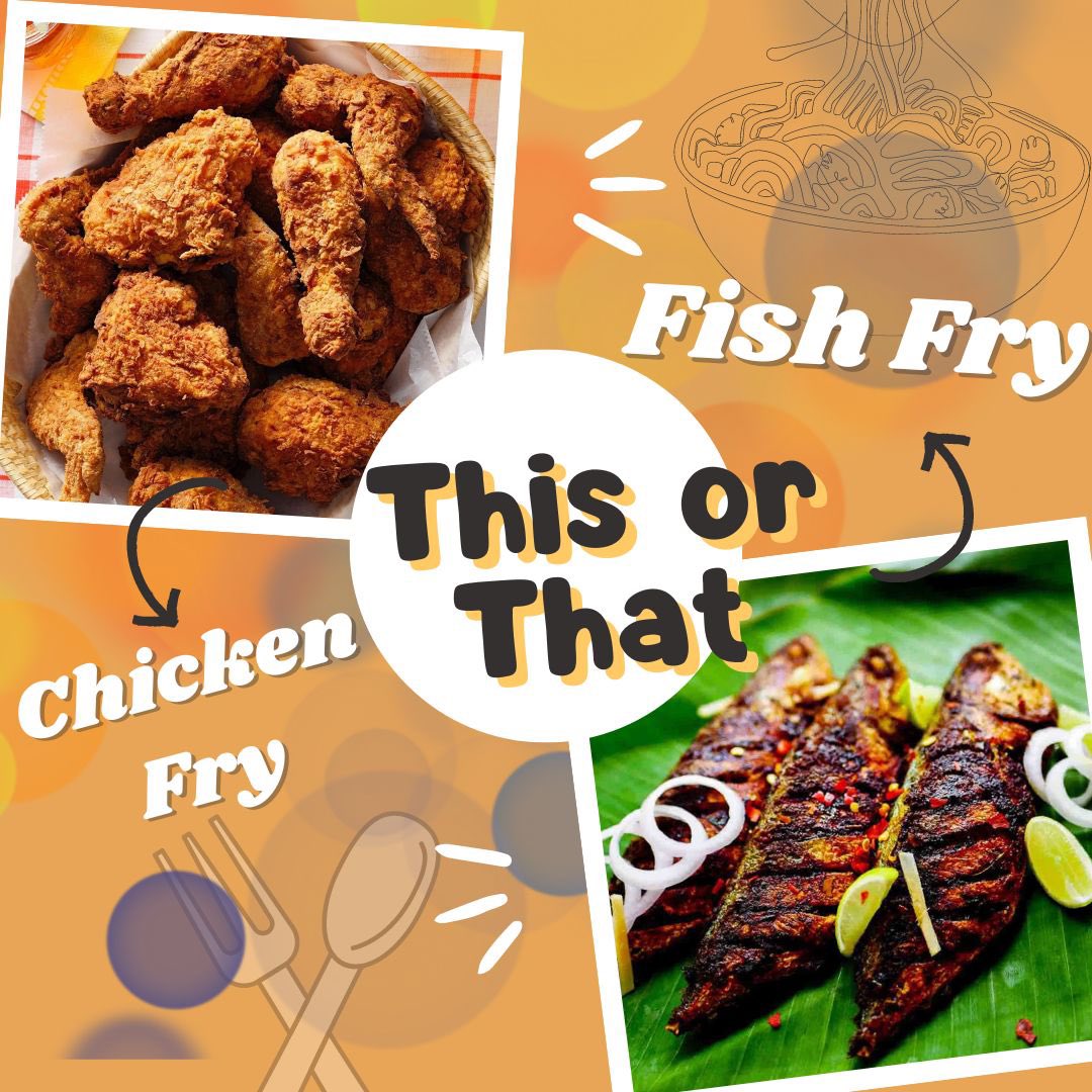 Get ready to fry 😁 up some fun! 🤩 Will it be the golden crunch of chicken or the flaky goodness of fish?🎣 
#thisorthat #chickenfry #fishfry #explore