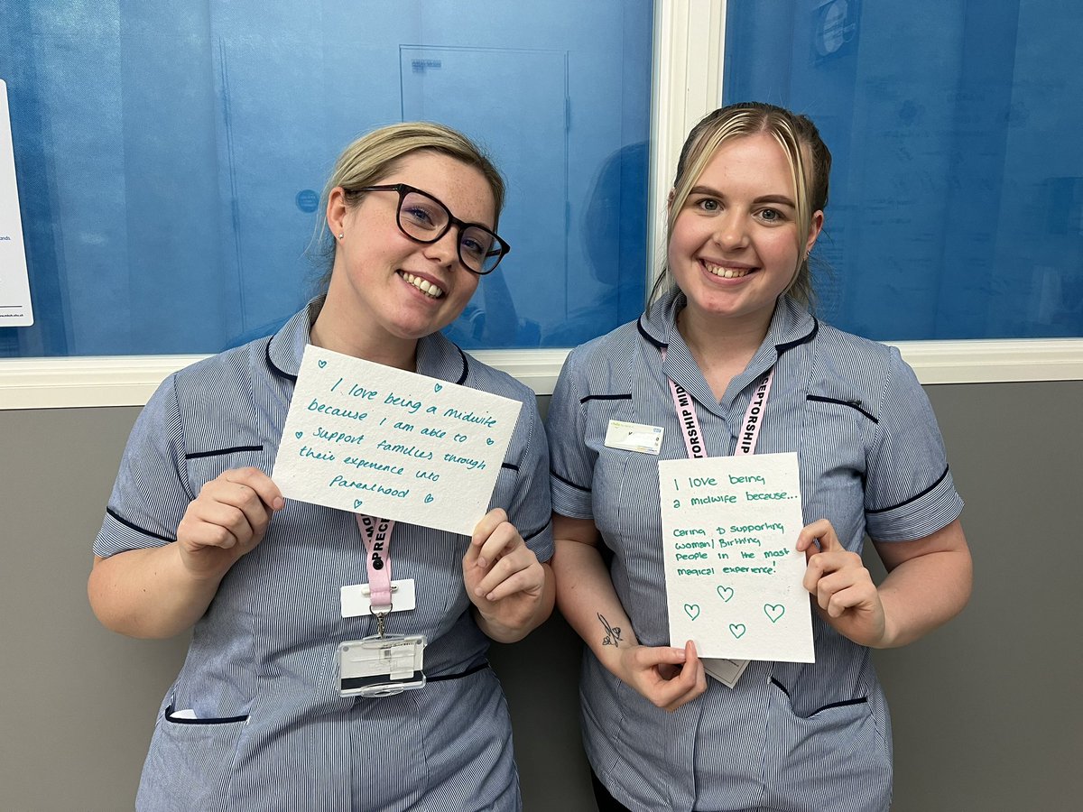 Happy International Day of the Midwife 2024! Here are Jordan &amp; Katie, two of our fabulous preceptee midwives, showing us what they love about being a midwife 🤩 #IDM2024 #TeamMKUH #NHSmidwife