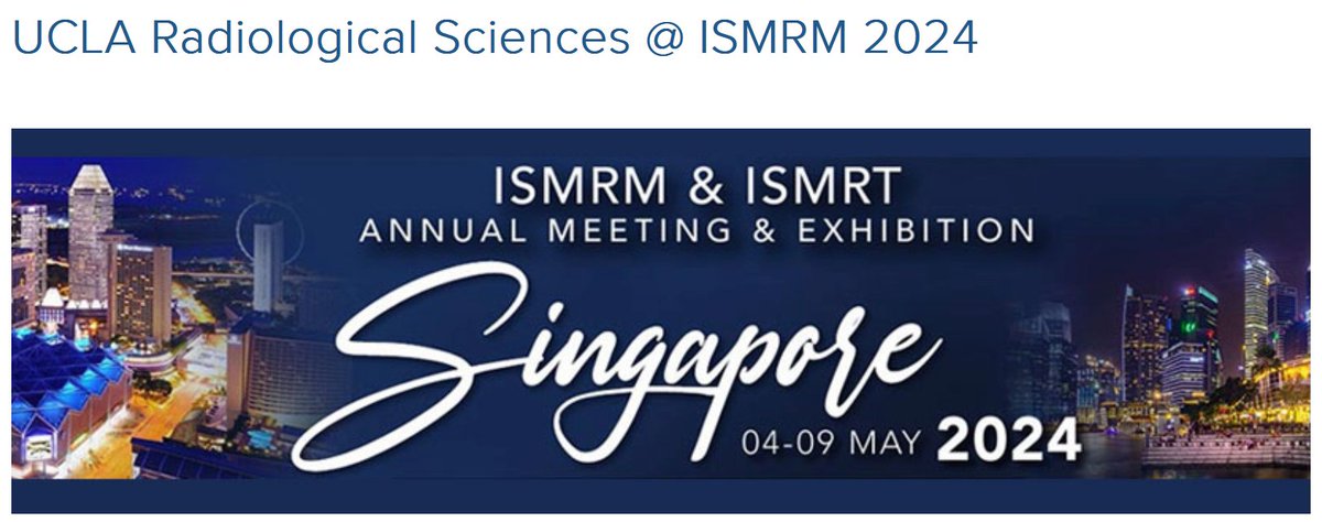 Most of the lab has made it across the globe from @RadiologyUcla to Singapore for #ISMRM2024! Check out the list of all the presentations from our department at: publication.radiology.ucla.edu/ISMRM.jsp