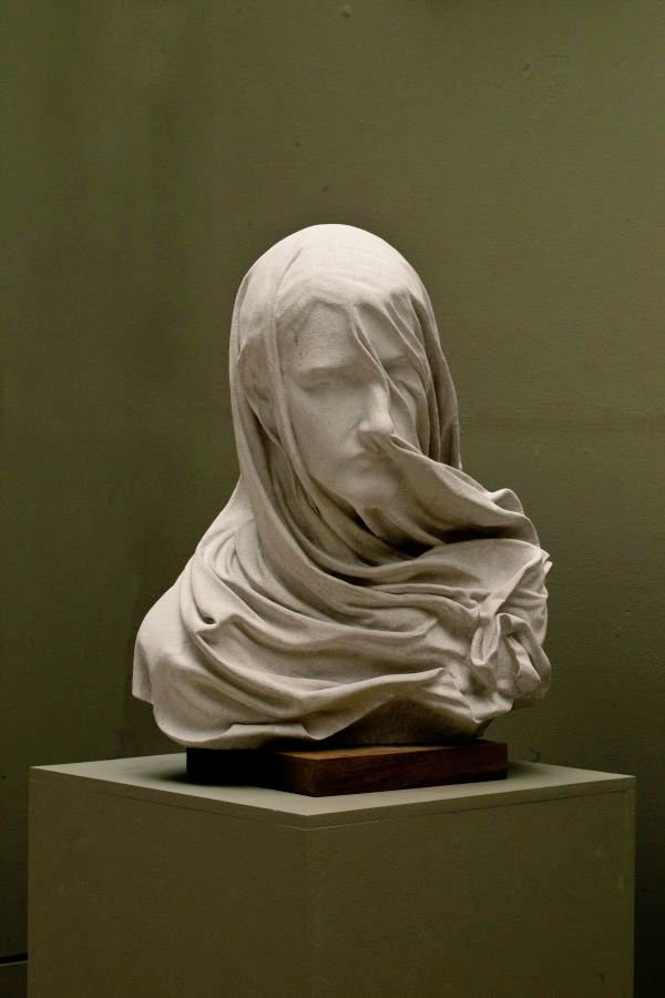 'Veiled Woman' by contemporary London based sculptor and stone mason Anna Rubincam #WomensArt