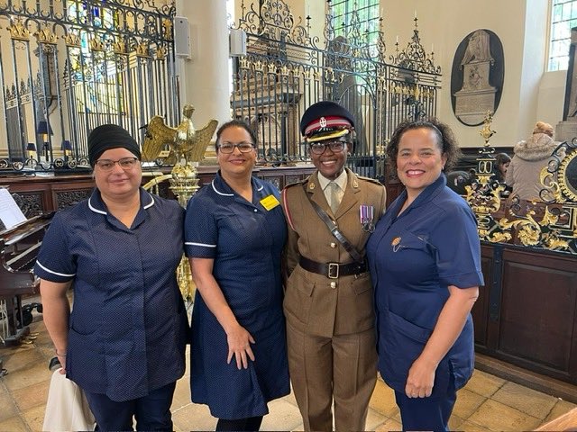We did it! Honoured to join these awe-inspiring nurse leaders at the Florence Nightingale Service representing nursing from Education, Hospital and Community care. My personal reflections was on FN influence on Military Nursing (forgive the titled cap 🫣) ⁦@DMS_MilMed⁩