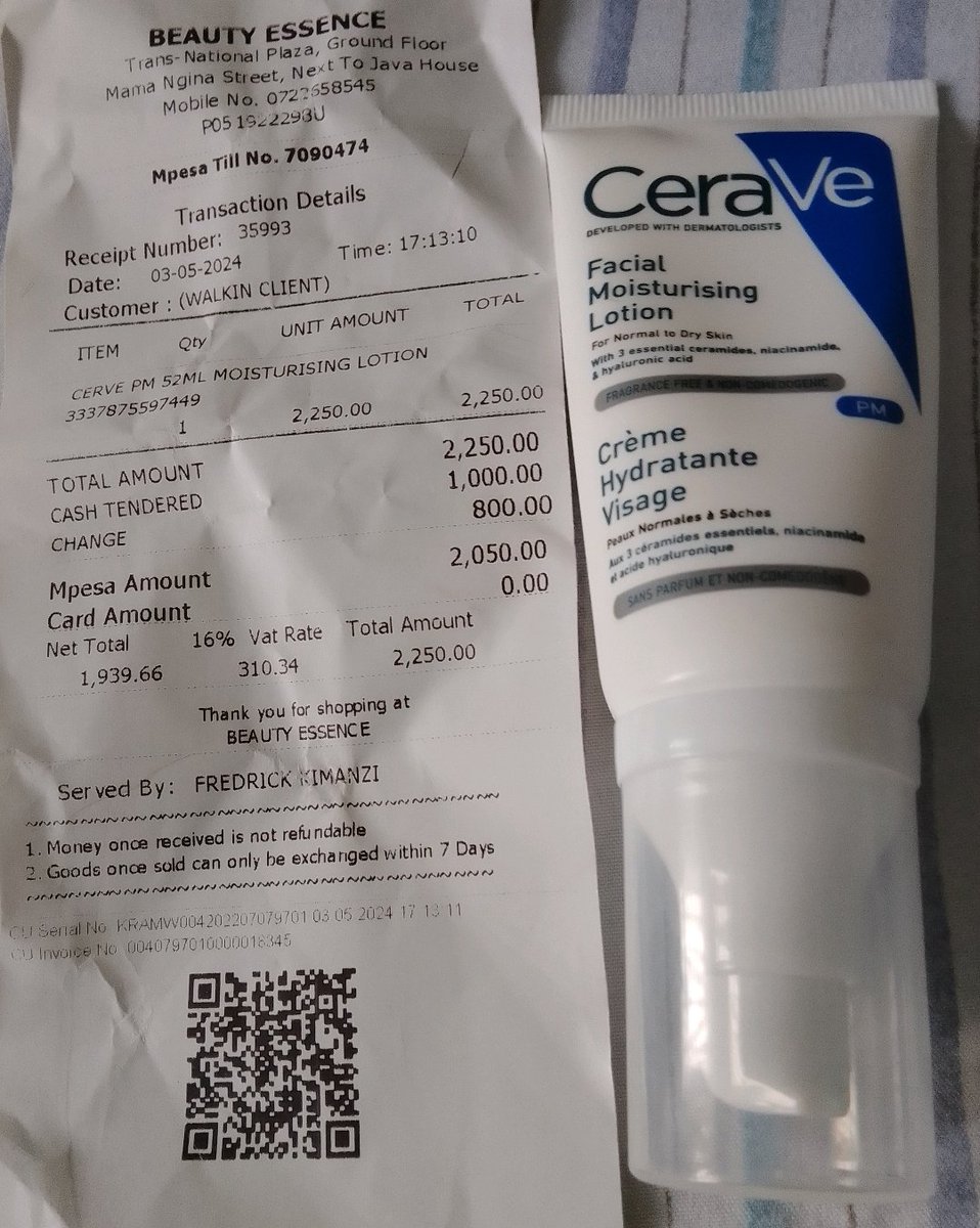 'I bought CeraVe Pm facial moisturizer on Friday 3rd May. On opening it on Saturday morning,I realized it is fake, I tested it and it has a urea like smell , it stings the skin, I have bought and used #CeraVe moisturizing cream before from elsewhere, which was original, theirs is…