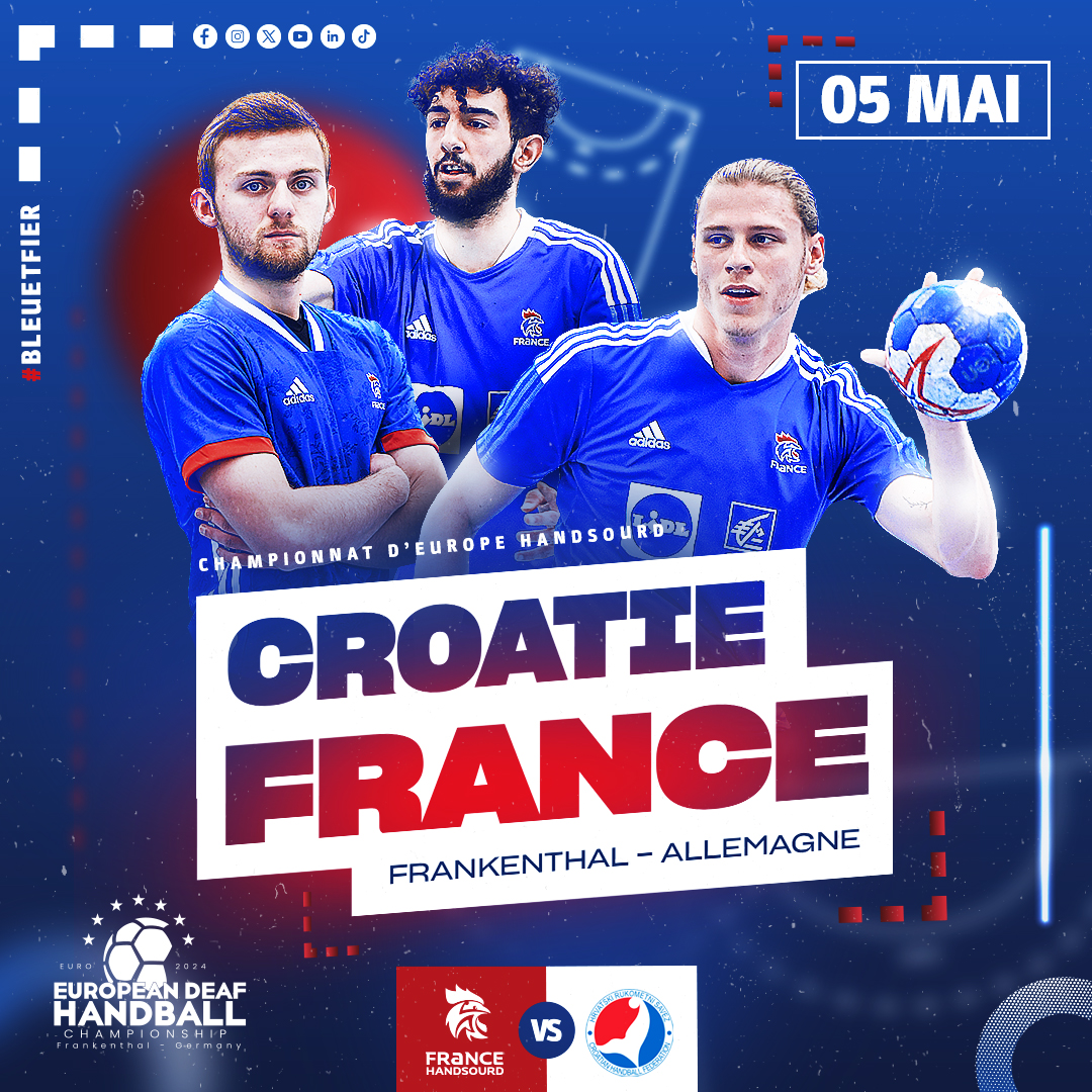 JOUR DE MATCH ! 🇭🇷⚡🇫🇷 🤾 #CROFRA | Championnat d'Europe HandSourd ⏰ 16h00 🏟️ Frankenthal 🇩🇪 📺 bit.ly/44rpyfk 📱 #BleuetFier