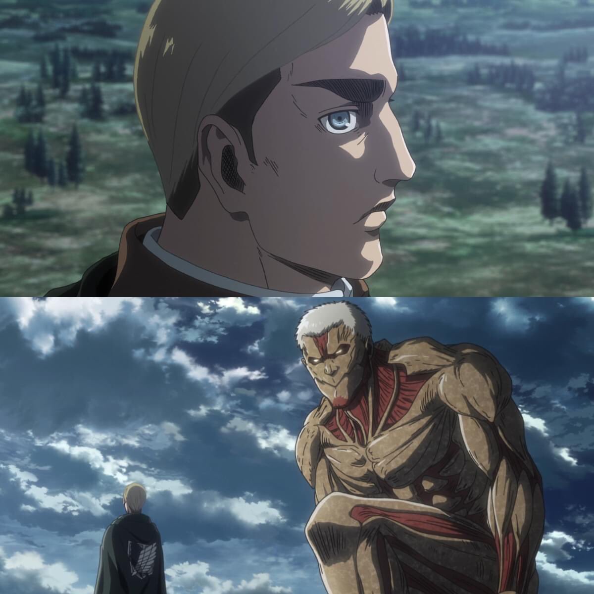 5 Years Ago Erwin staring at the Armored Titan with no fear.