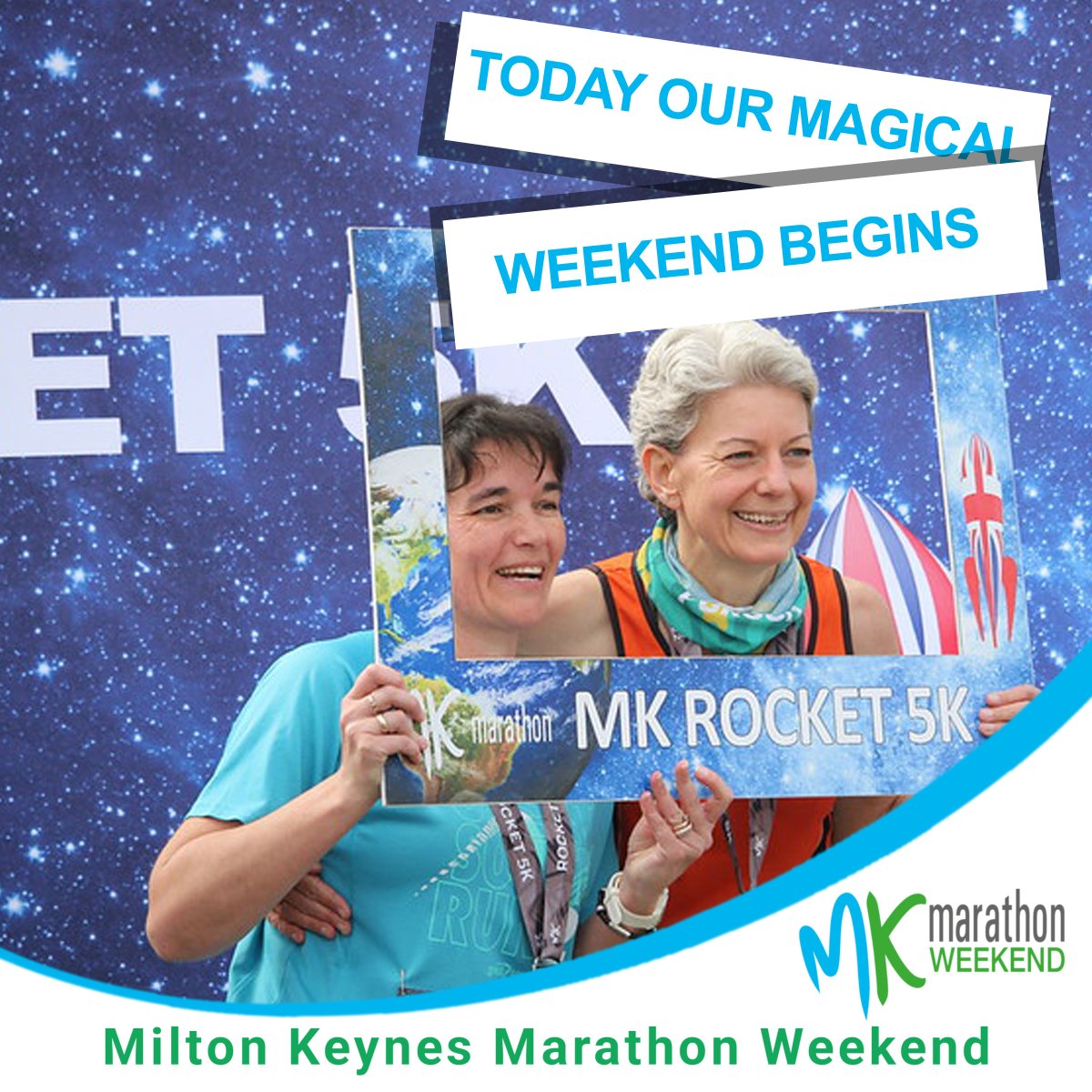 Today is the start of our magical weekend!✨ Starting the day off with the Rocket 5k 🚀 Start Time: 09:00 Event Village: Midsummer Boulevard, Milton Keynes Course Time Limit: 45 minutes🏃‍♂️🏃‍♀️ For more information, please check our race guides 👇 mkmarathon.com/event-guide/