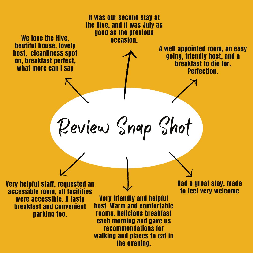 Your reviews are the stars that guide our way! ✨ Share your experience with us and help others discover the magic of The Hive at 52. Tell us and others your experience! It really helps us attract new guests #reviews #cheshirebedandbreakfast #HappyCustomers'