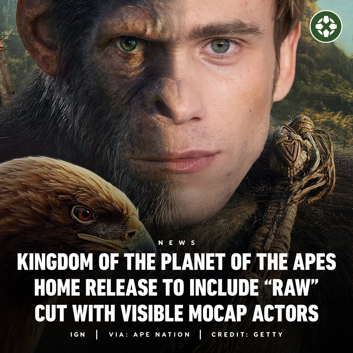 Kingdom of the Planet of the Apes director Wes Ball has revealed a 'raw' cut of the film showcasing the cast's performance capture visibly on screen will be included with the home release, along with a commentary track for that specific version. bit.ly/3UCmQjS