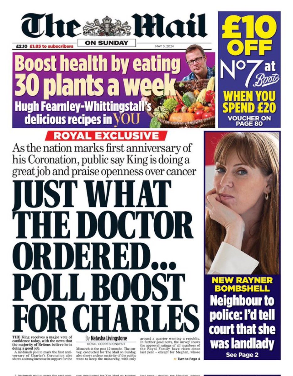 Thank God the Mail on Sunday is here to remind us that, outside of our elections bubble, there's a real world, with real issues that matter to real people, as it reports the shocking revelation that Angela Rayner didn't tip her postman last Christmas, or some such drivel