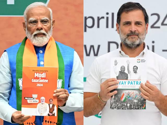 Megalomania Vs Welfare 🔸BJP Manifesto The #BJP Manifesto mentions 'Modi' 67 times, while 'Jobs' appears only twice and 'Social Justice' not at all in its 76 pages. ⚡Congress Manifesto In contrast, the #Congress Manifesto mentions 'Jobs' 36 times, 'Equality' 3 times, and…