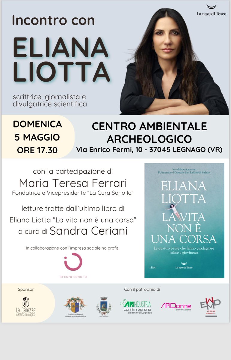 Oggi pomeriggio tappa a Legnago (Verona) per presentare il libro #lavitanonèunacorsa @lanavediteseoed Tutte le informazioni in questo articolo su @larenait larena.it/argomenti/spet…