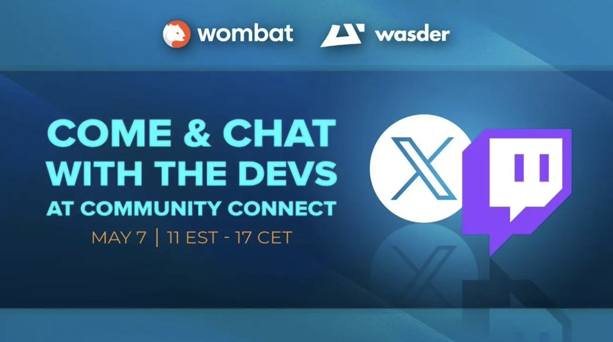 📢Calling the Wasder Crew! Join us for Community Connect where we're shining a spotlight on the power of $WAS. Discover how $WAS integration and utility are revolutionizing your social gaming platform. 🎬Live on Twitch & 𝕏 🗓️Tuesday, May 7th ⏱️11AM EST/17 CET