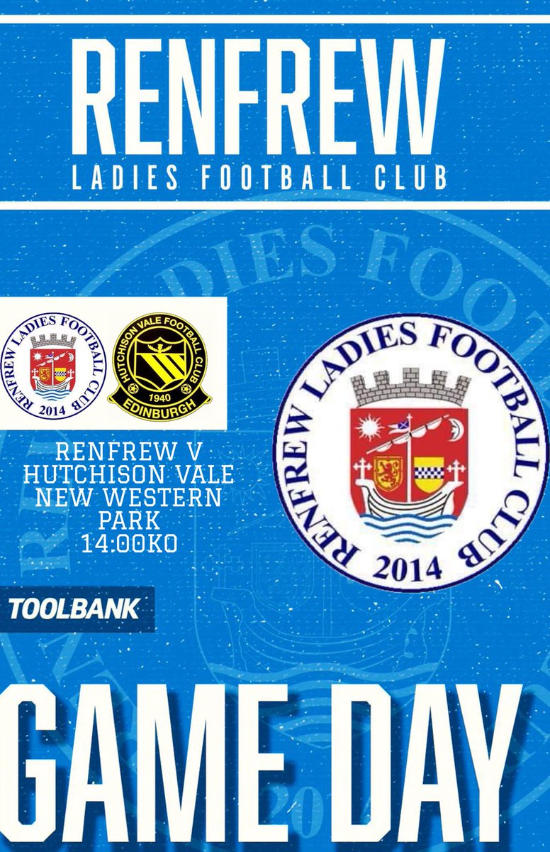 GAME DAY 💪🙌 Get along and support the team 🔵⚪️ Please note there will be no social media updates today. 🆚 - @HutchieValeWFC 🏆 - @SWFChampionship 📆 - May 5th 14:00pm KO 🏟️ - New Western Park, Renfrew 🎫 - £5 Entry/U16s Free