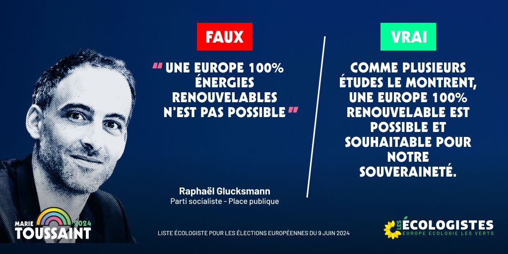 M. Glucksmann, ne répandez pas de fakes news sur l'écologie si vous ne maitrisez pas le sujet.

👉 Voici une des études qui montre qu'une Europe 100% énergies renouvelables est possible et même souhaitable : europeecologie.eu/une-europe-100…

#LeGrandJury