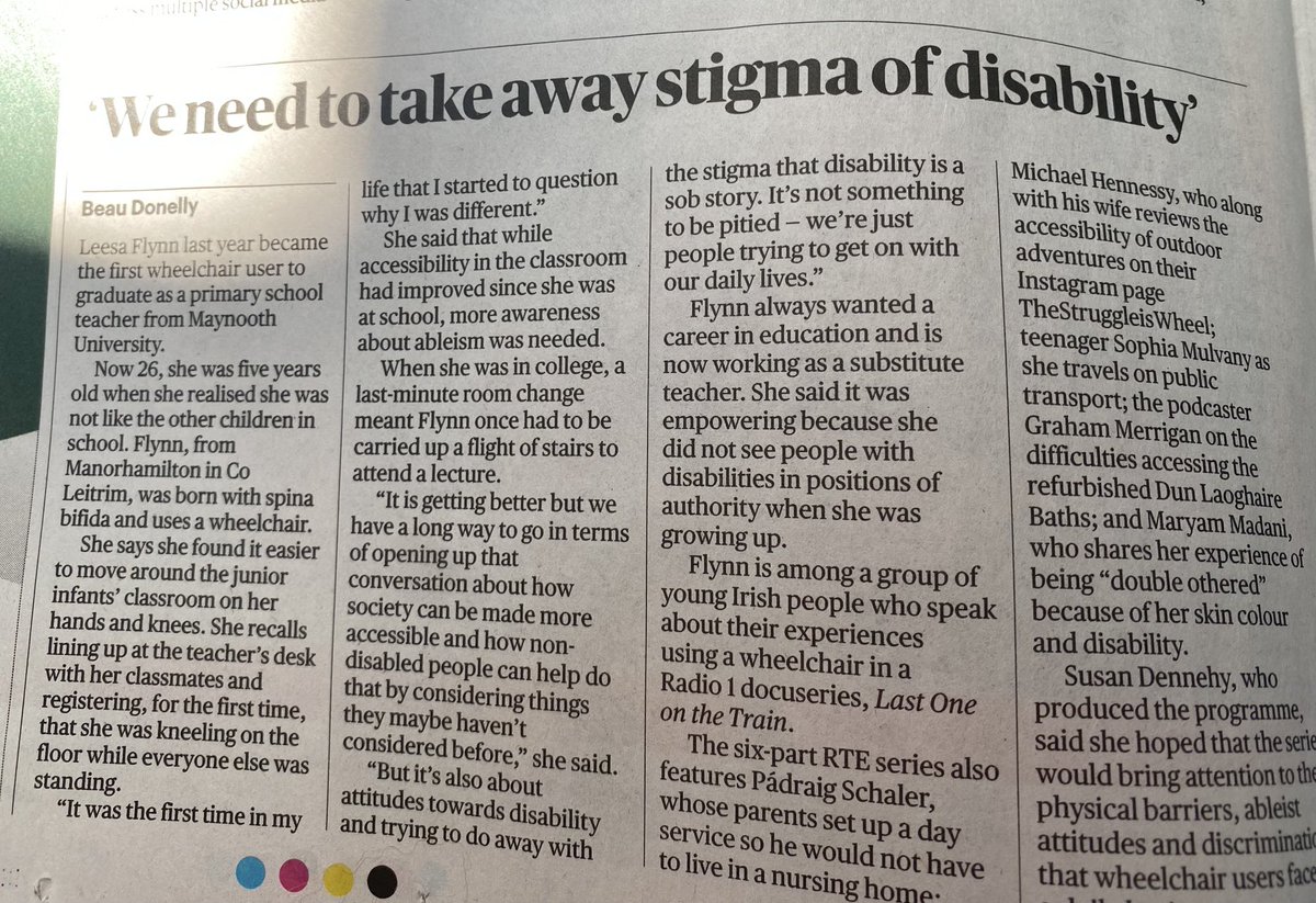 Leesa Flynn talks about her experience as a wheelchair user. She is the first one to graduate from Maynooth university as a primary school teacher. Having met her, all I can say is that any school/class would be very fortunate to have her as their teacher.
