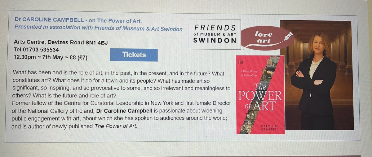 Friends of Museum & Art Swindon (@frmaswindon) on Twitter photo This Tuesday 12.30pm <a href="/SwindonLitFest/">Swindon Festival of Literature presents...</a> <a href="/campbell_c_m/">Caroline Campbell</a> will be talking about the role of art, the focus of her new book: 'The Power of Art'. Proud to be sponsors of this event. This Tuesday 12.30pm <a href="/SwindonLitFest/">Swindon Festival of Literature presents...</a> <a href="/campbell_c_m/">Caroline Campbell</a> will be talking about the role of art, the focus of her new book: 'The Power of Art'. Proud to be sponsors of this event.