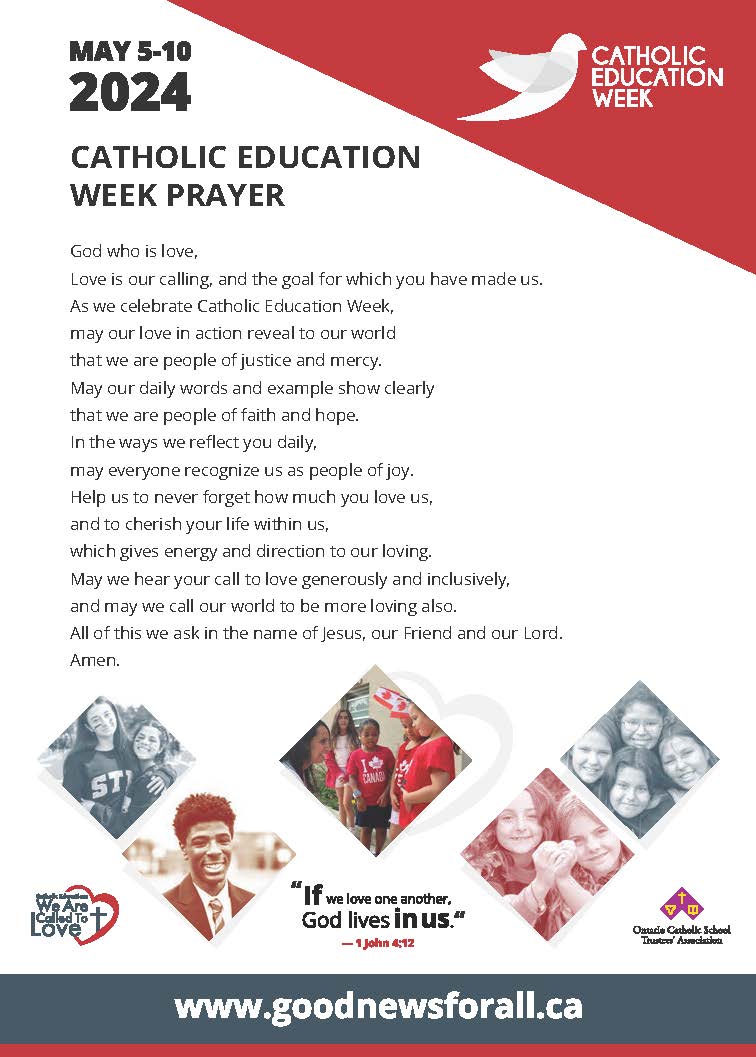 As we begin Catholic Education Week, let us reflect on this year's theme 'We are called to love' as we pray together 🙏🏻 #CEW2024 #onted #PrayTogether