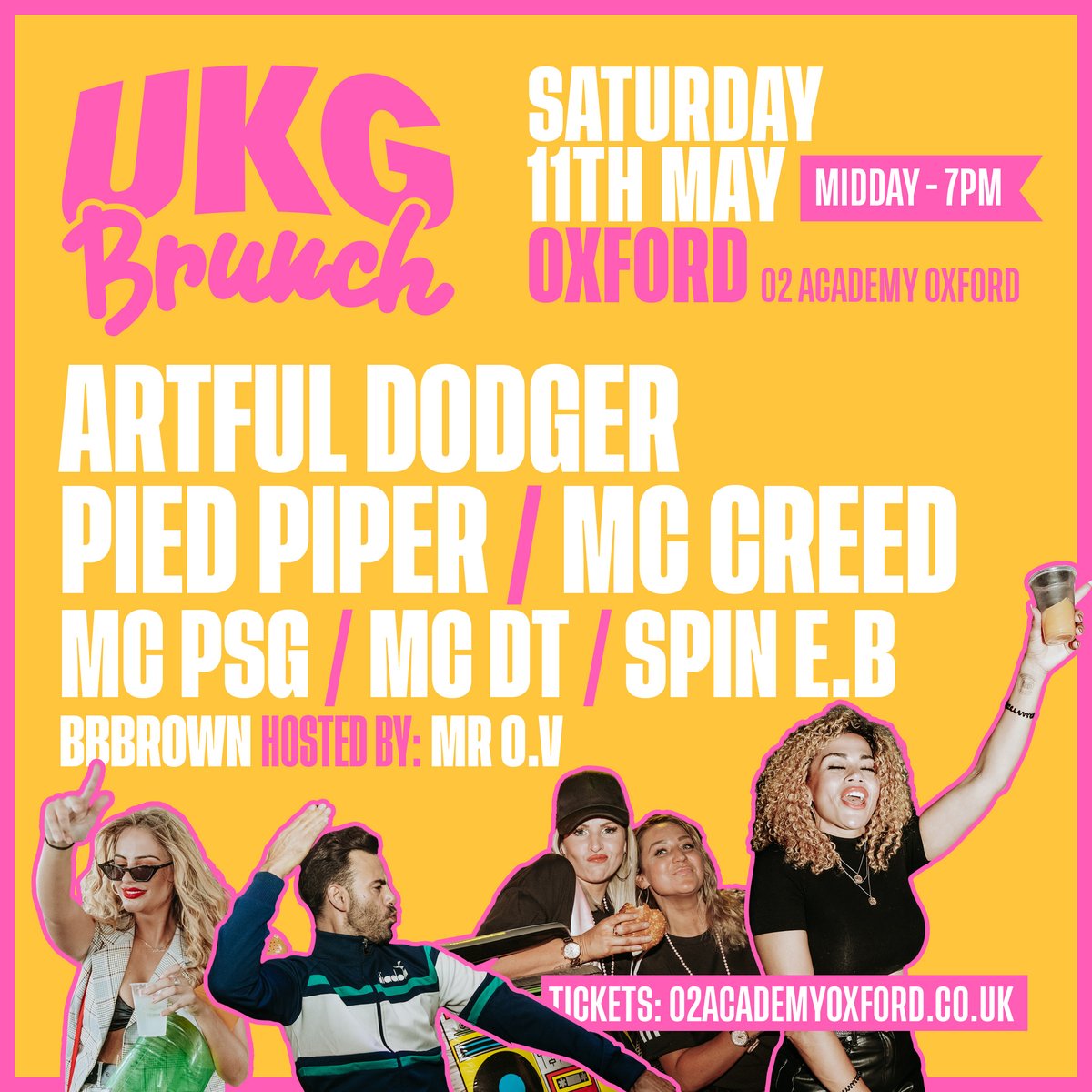 Sat 11 May, @UKG_Brunch are here for an unforgettable mix of finger-licking brunch and big tunes from the best old school garage DJs & MCs, feat. Artful Dodger, Pied Piper, MC Creed, MC PSG, MC DT, Spin E.B, BBBrown and Mr O.V. Tickets - amg-venues.com/Z7aX50Rm9OA