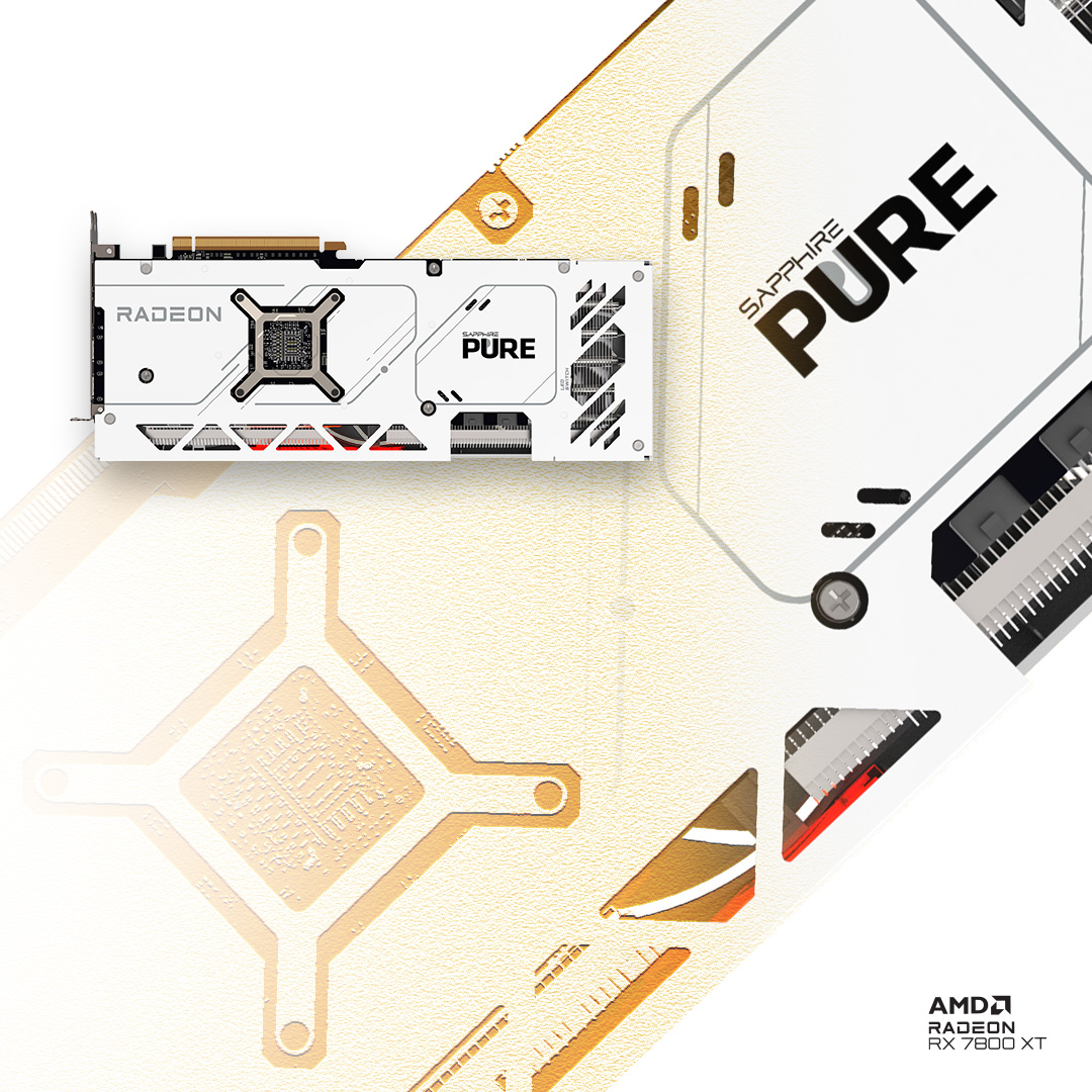 Our SAPPHIRE PURE AMD Radeon RX 7800 XT 16GB is bundled with a matching white Graphics Card Supporter to keep the card stylishly in place on the PCIe slot . . #RX7800XT #GPU #graphicscard #AMD #Radeon #gaming #hardware