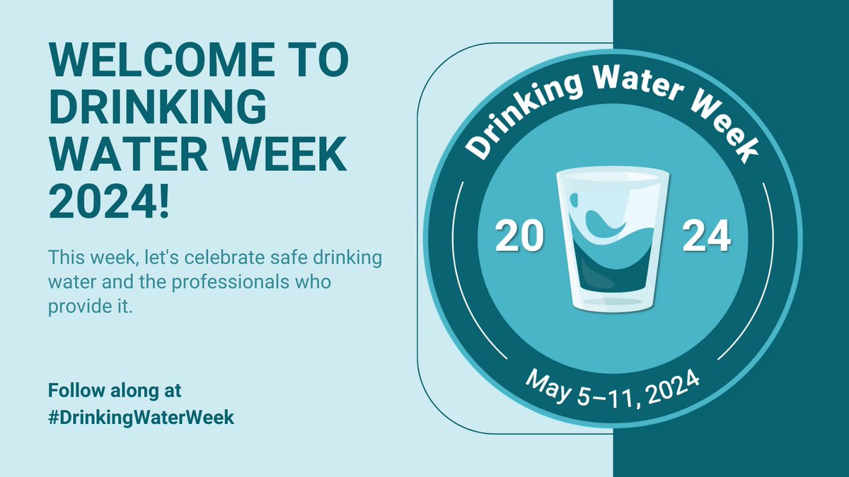 💧 It's #DrinkingWaterWeek! Join us in celebrating safe drinking water, the dedicated professionals who provide it, and 50 years of the Safe Drinking Water Act. Follow #DrinkingWaterWeek for resources, stories and ways to get involved. #SDWA50
