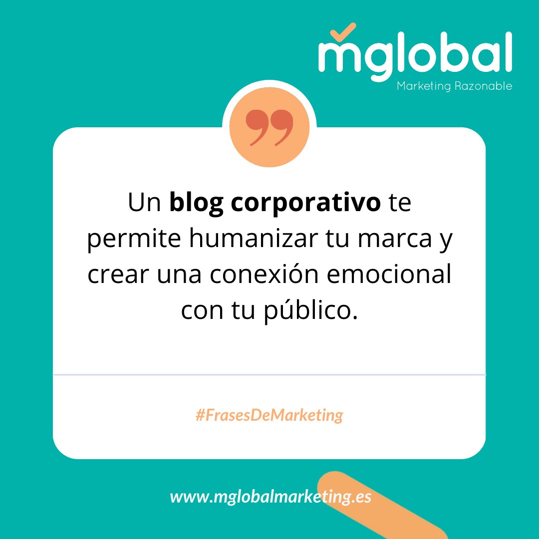 Un blog corporativo te permite humanizar tu marca y crear una conexión emocional con tu público.

#FrasesDeMarketing #MarketingQuotes #MarketingOnline #MarketingDigital #SEO #SEM #Asturias