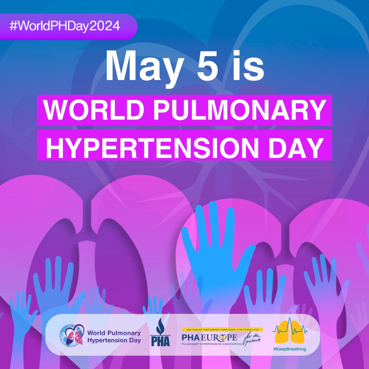 Today is #WorldPHDay2024! 🌍🎗️ Let's raise awareness together as this can lead to an earlier PH diagnosis. Early detection, seeking medical help & receiving a proper diagnosis early are essential for better outcomes. Spread the word & save lives! #WeBreatheUnited #WPHD