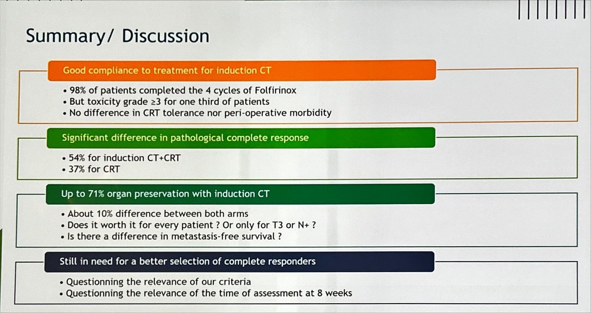 Excellent talk by Prof @VendrelyVero on the GRECCAR12 trial for #rectalcancer at #ESTRO24.