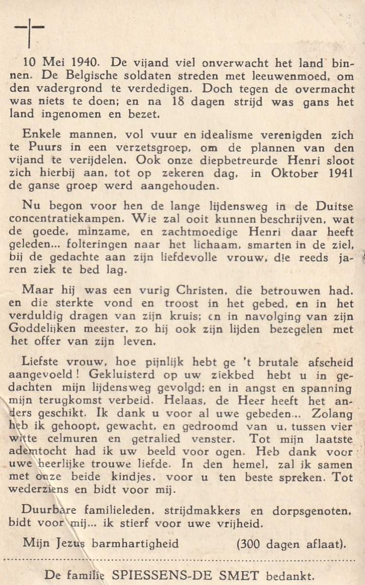 Hier en daar worden de bevrijdingsdagen herdacht.
Waarschijnlijk op 5/5/1945 overleed Henri Jaak Spiessens (Wintam 17/4/1902) een neef van mijn grootmoeder te Maagdenburg. Hij was lid van de verzetsgroep 'De Zwarte Hand”. #heldenvanhetverzet
