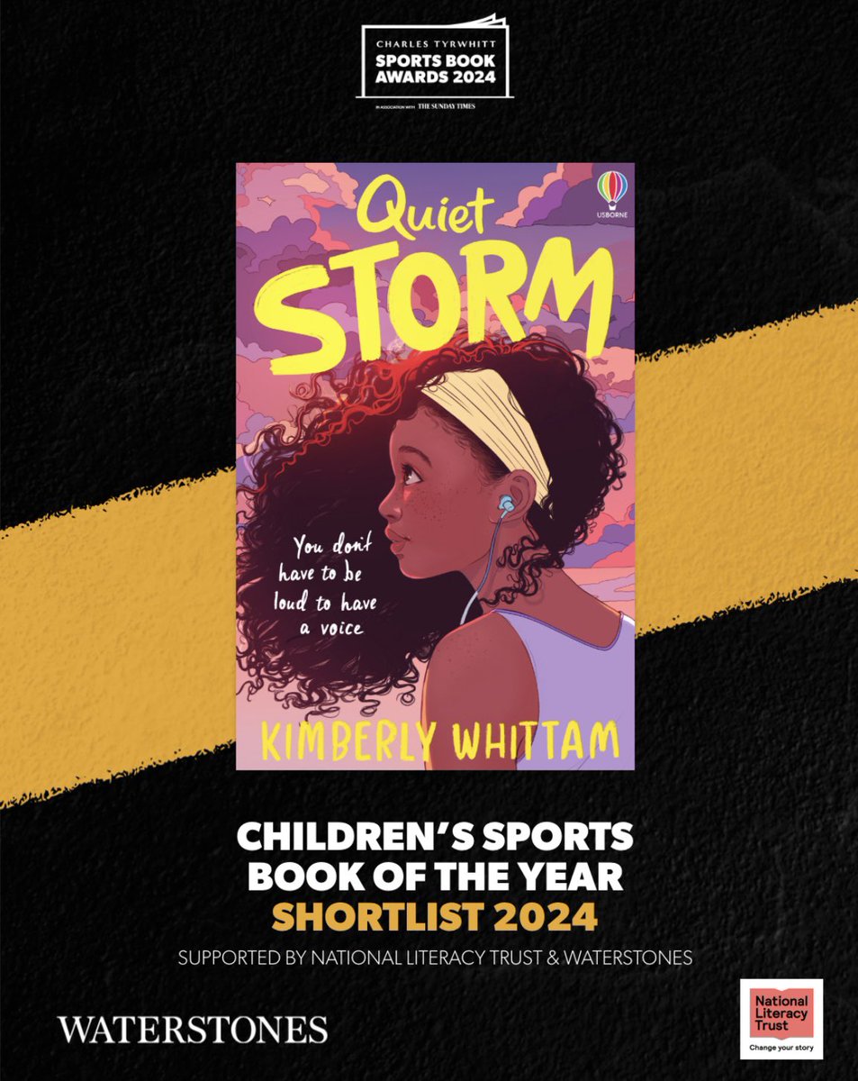 I’m over the moon to see Quiet Storm shortlisted for Children’s Sport Book of the Year at the @sportsbookaward 🥳 Sport is a huge theme in Quiet Storm, so it’s nice to be recognised in this way. 🌩💜