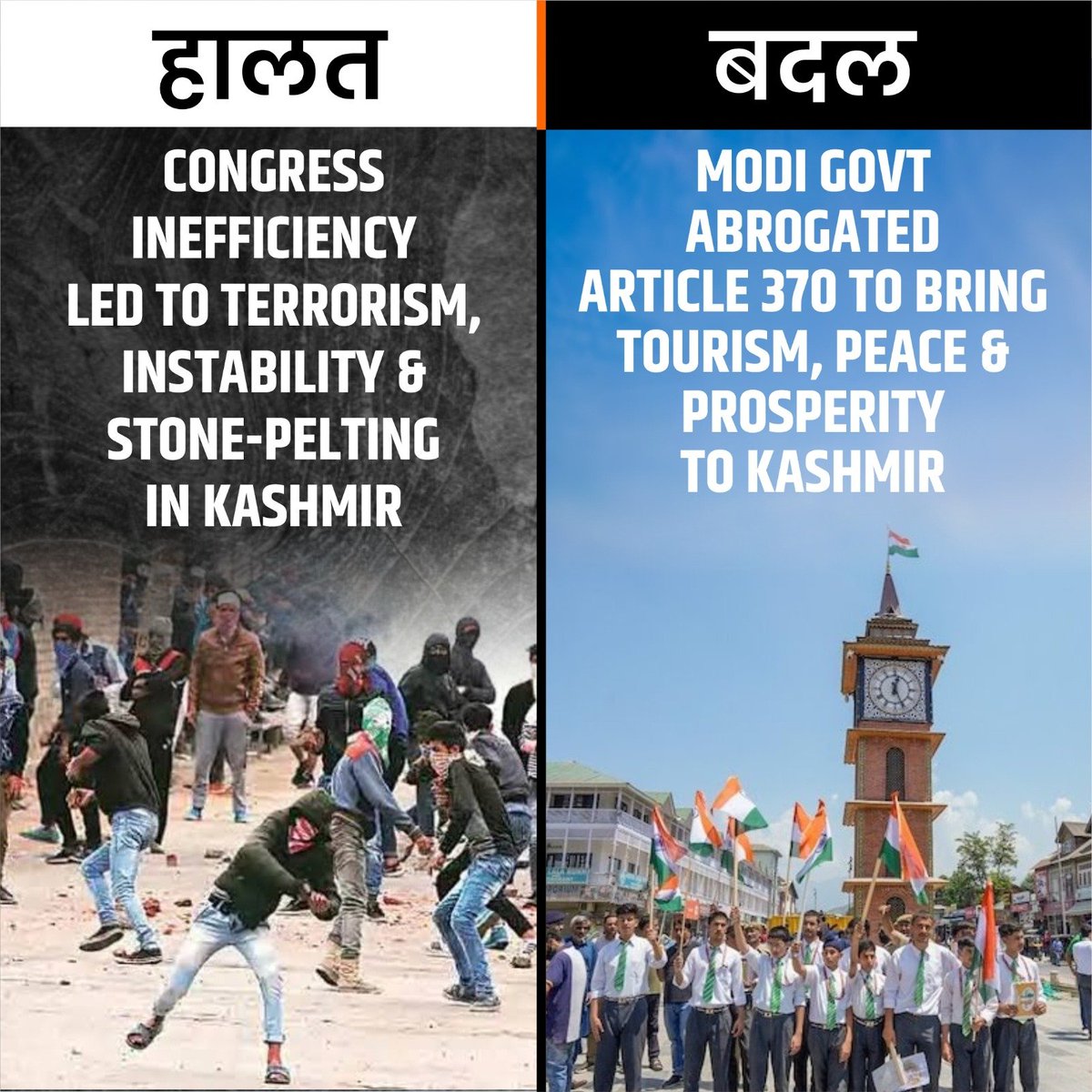 Congress pampered separatists & failed to act on terrorism in Kashmir for decades leading to an unstable हालत of fear & negativity. Prime Minister Shri Narendra Modi abrogated Article 370 & created a positive बदल, ushering in an era of peace & prosperity in Kashmir.…