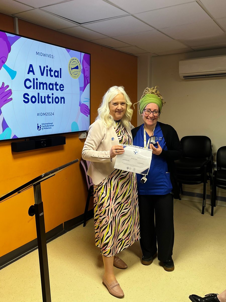 To celebrate International Day of the Midwife, Karen Jewell, Chief Midwifery Officer, presented a CNO Excellence Award to Wendy Ansell. Wendy is making an outstanding contribution, supporting survivors of Female Genital Mutilation and Women seeking sanctuary. @CV_UHB #IDM2024