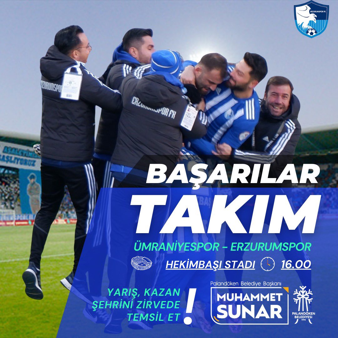 • Erzurumspor'umuza, Ümraniye deplasmanında başarılar diliyoruz...