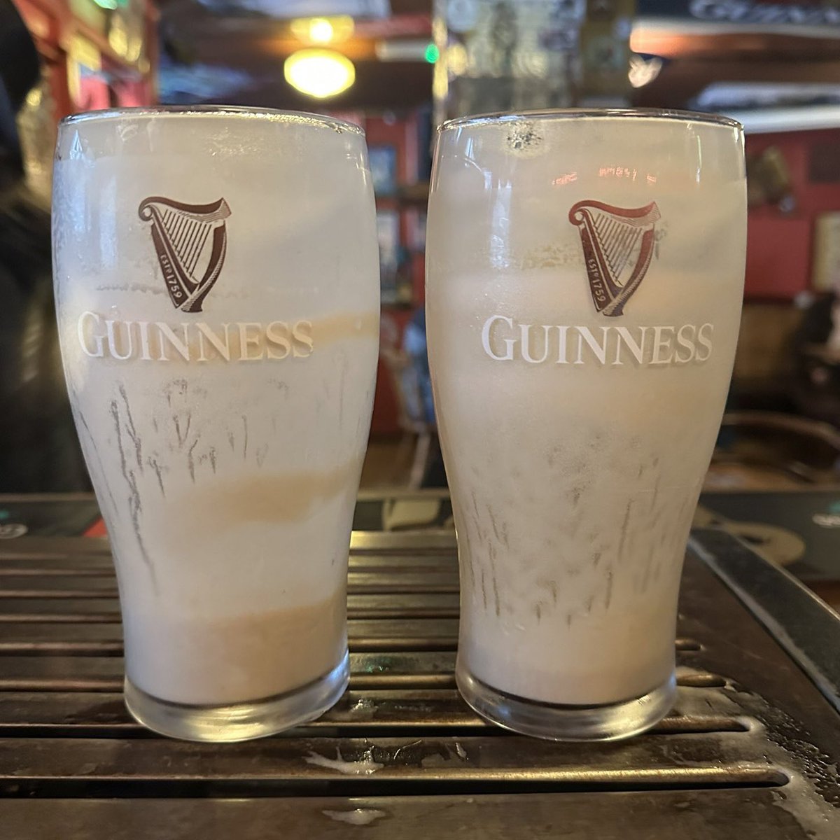How the glass should look after a Guinness!☘️