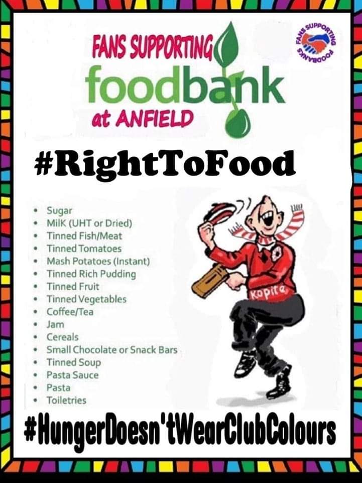 Welcome @SpursLGBT to #Anfield today. Please make a donation to @SFoodbanks if you can. Also, check out the best pies by a ground from @HomebakedBakery