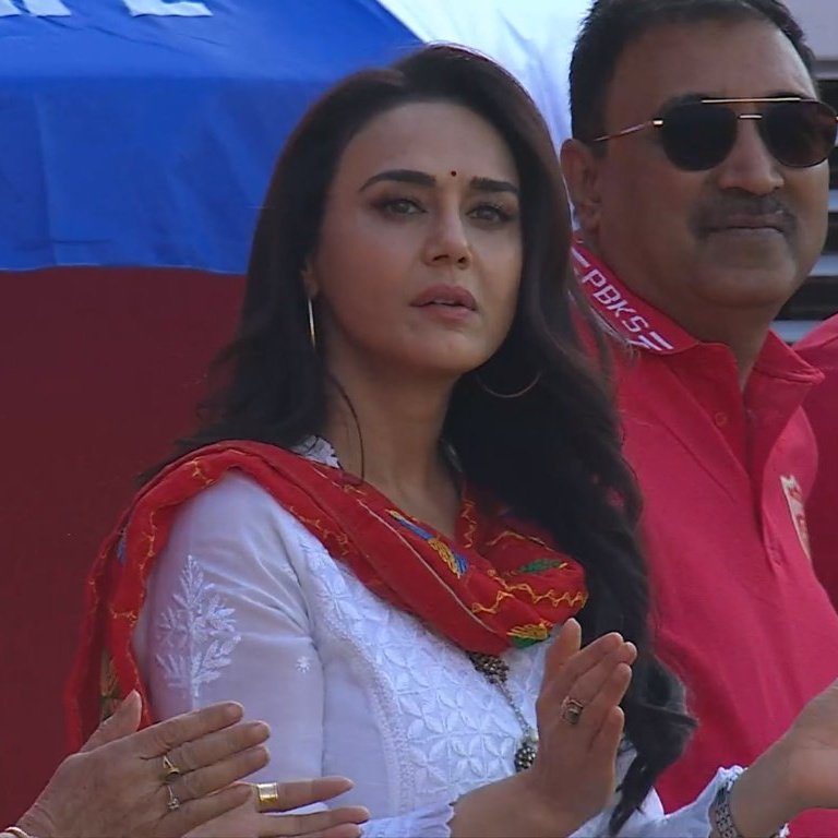 Preity Zinta in the stands.