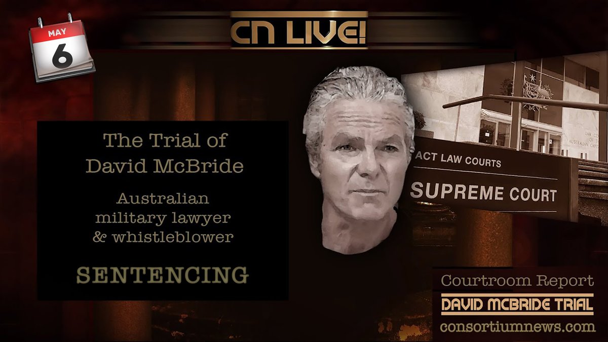 We're in Canberra Australia for the sentencing of military whistleblower David McBride @MurdochCadell. In about 12 hours time @Consortiumnews will be providing live updates from the Supreme Court, where it's expected some of the proceedings will be closed to the public.