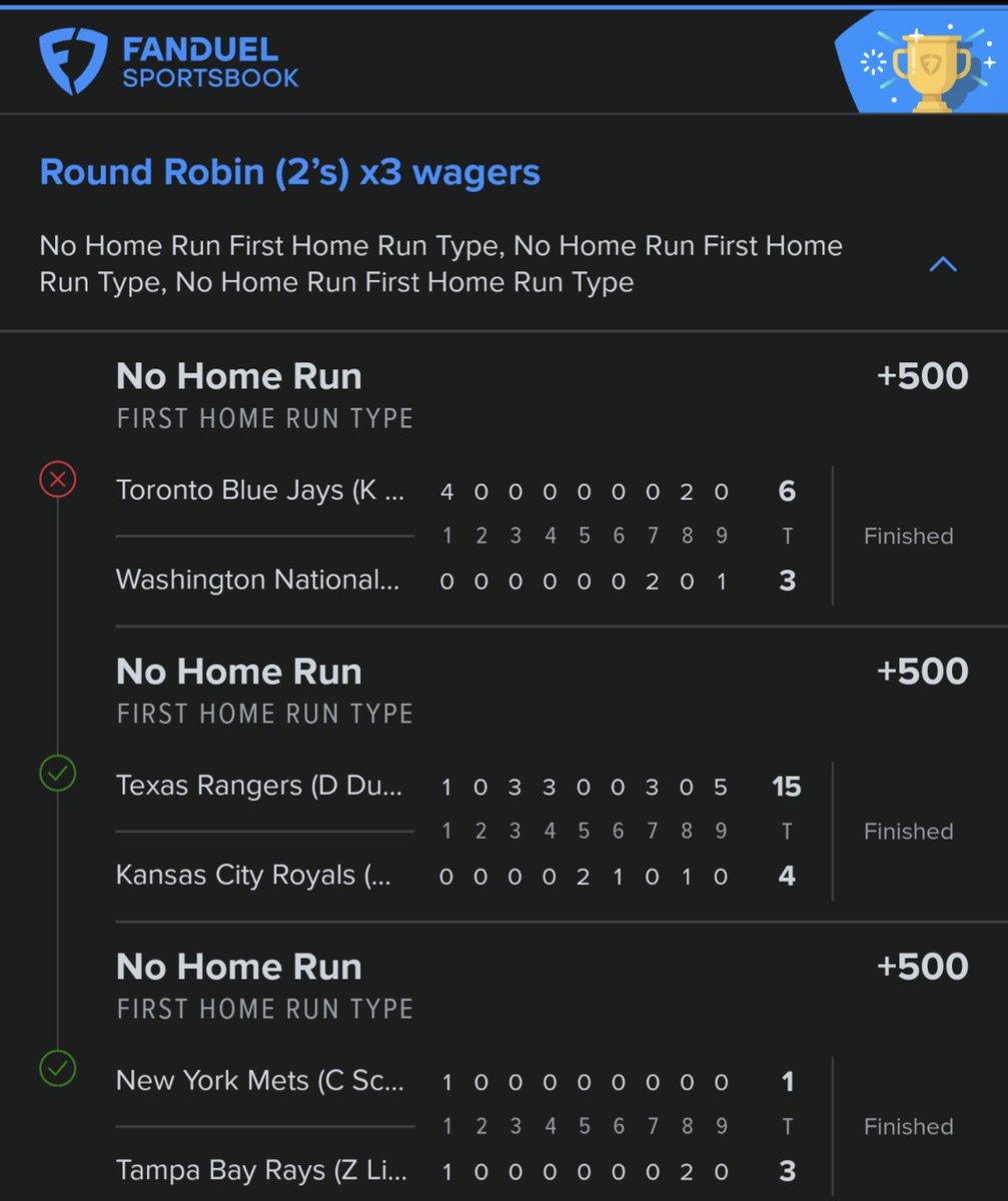 MathTeachBets's tweet image. 🎯 Algorithm was dead on. 
 💰 RR 12X CASH. 1u-&amp;gt; 12u. 
Or $10-&amp;gt; $120
TOR v WAS had one HR JUST BARELY go over the wall. We were so close from a full 1u-&amp;gt; 36u sweep. 
SMASH THAT LIKE AND SHARE TO CELEBRATE. 
Today we eat again!!