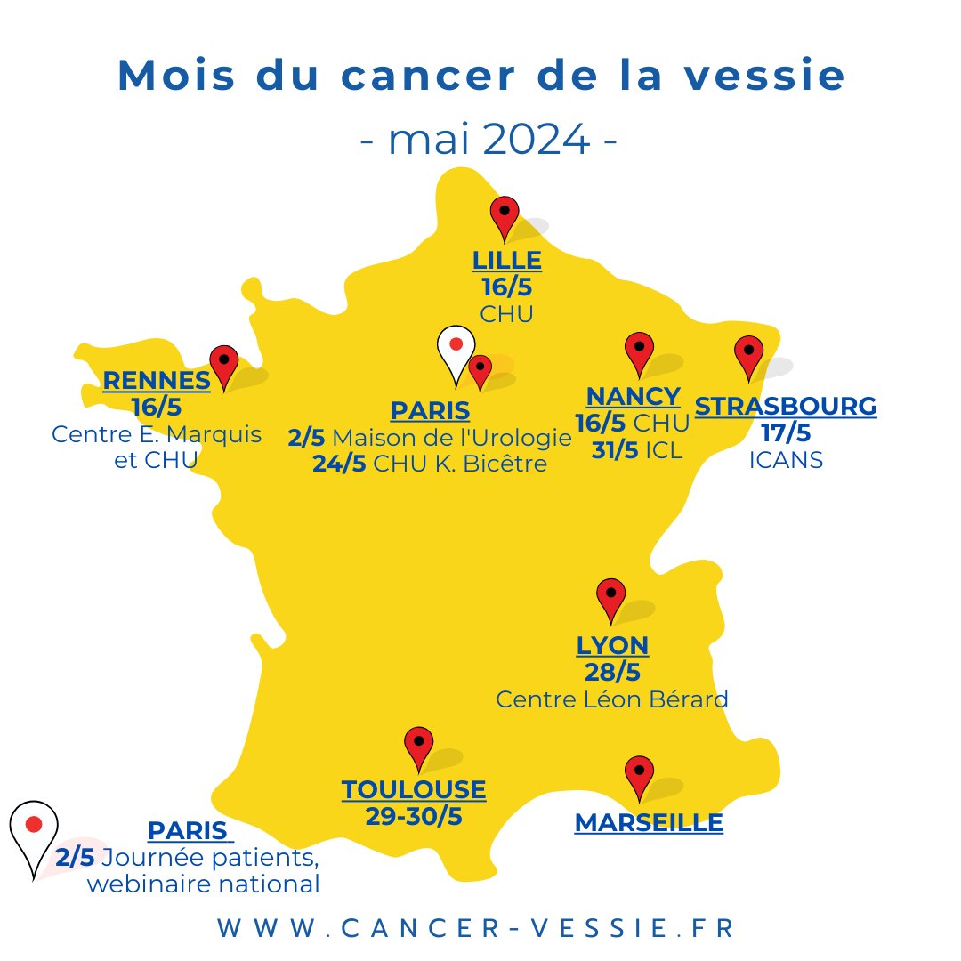 🔜𝗟'𝗔𝘀𝘀𝗼𝗰𝗶𝗮𝘁𝗶𝗼𝗻 Cancer Vessie France 𝘀𝗲𝗿𝗮 𝗯𝗶𝗲𝗻 𝗽𝗿𝗲́𝘀𝗲𝗻𝘁𝗲 𝗲𝗻 𝗿𝗲́𝗴𝗶𝗼𝗻 𝗰𝗲 𝗺𝗼𝗶𝘀 𝗱𝗲 𝗺𝗮𝗶 𝗽𝗼𝘂𝗿 𝗹𝗲 #𝗺𝗼𝗶𝘀𝗱𝘂𝗰𝗮𝗻𝗰𝗲𝗿𝗱𝗲𝗹𝗮𝘃𝗲𝘀𝘀𝗶𝗲𝟮𝟰! On se mobilise pour sensibiliser et informer sur ce cancer! #urinesrougesjemebouge
