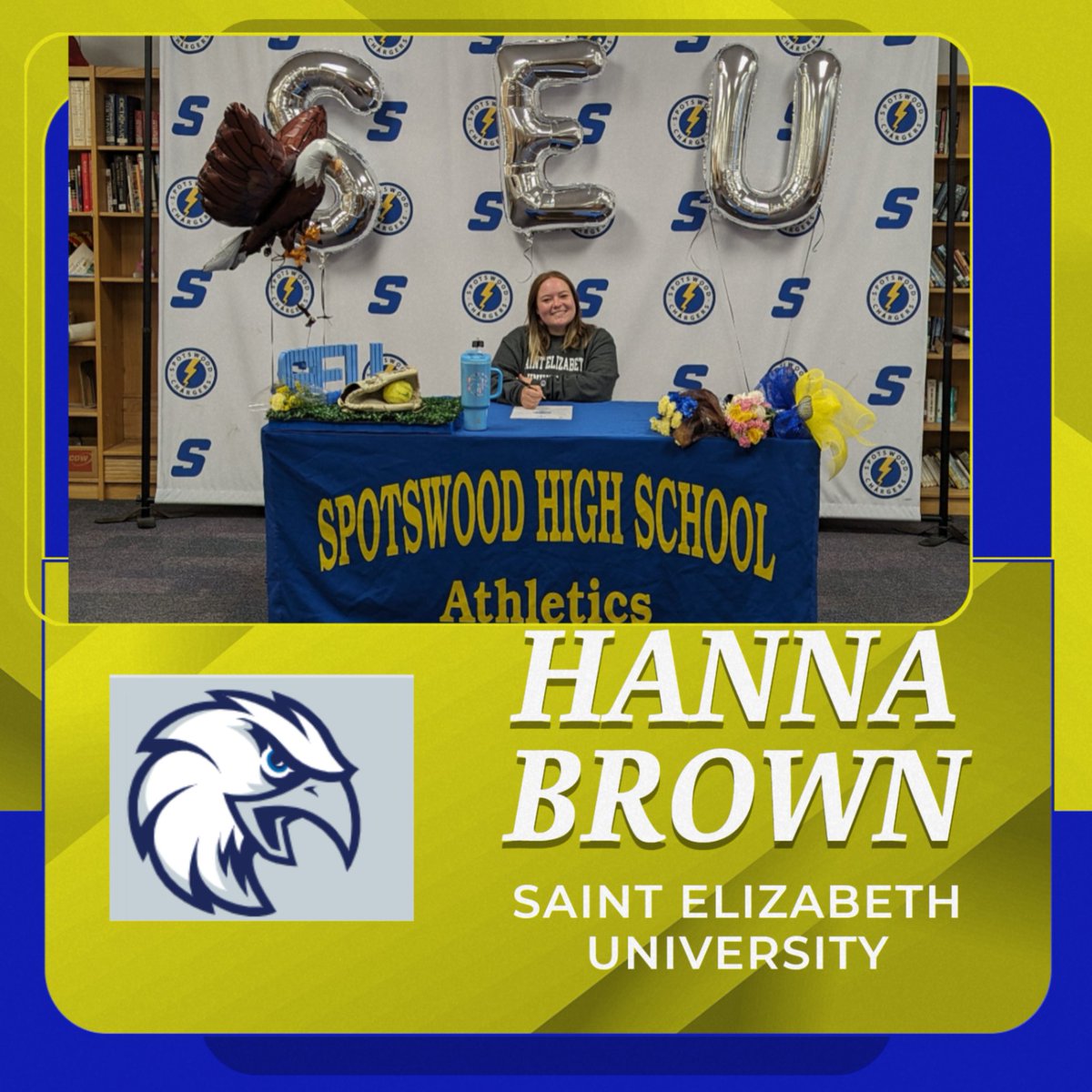 Congratulations to Senior Hanna Brown who will continue her academic and athletic career at Saint Elizabeth University in the fall. @seueaglessoftball