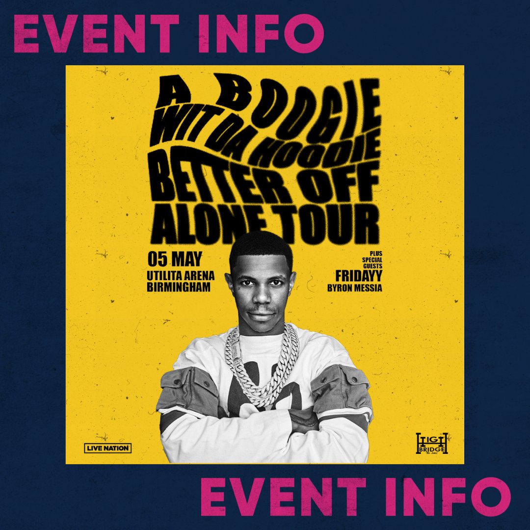 🖤 EVENT INFO 🖤 It's almost time for A Boogie Wit da Hoodie (@ArtistHBTL) All details from performance times, our bag policy and more can be found on our website 👉 bit.ly/43VbVVh Enjoy the show! 🎉