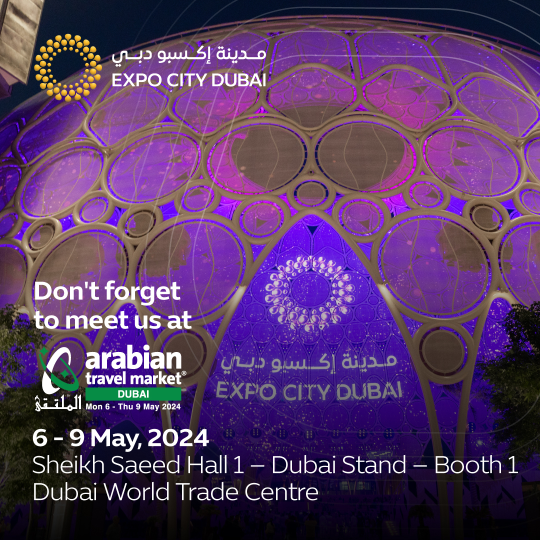 Mark your calendars and join Expo City Dubai at the Arabian Travel Market! 

Visit us at the Dubai stand, Dubai World Trade Centre, from 6-9 May to discover the latest innovative products attracting tourists to our incredible city.

See you there!

#ExpoCityDubai #ATM2024