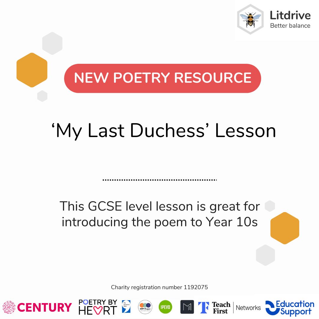 🚨 New member upload 🚨 Poetry: Following on from yesterday's CPD, this 'My Last Duchess' lesson would be great for Year 10s learning the Power and Conflict anthology. Find it here: buff.ly/4dgAMHC 🐝 #Litdrive #TeamEnglish