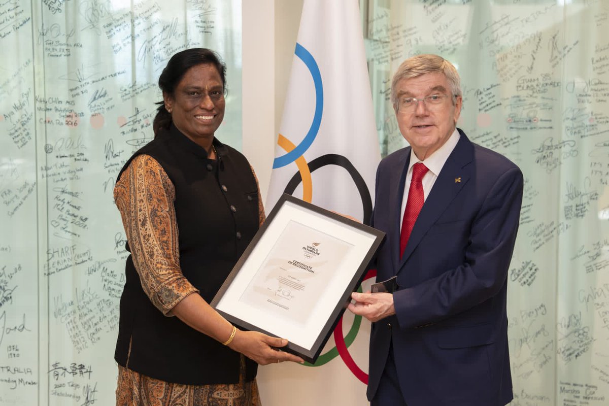Such an honour to meet IOC President Mr. Thomas Bach. Had an incredible interaction and discussion, and was grateful to be presented with the OLY certificate during our meeting.