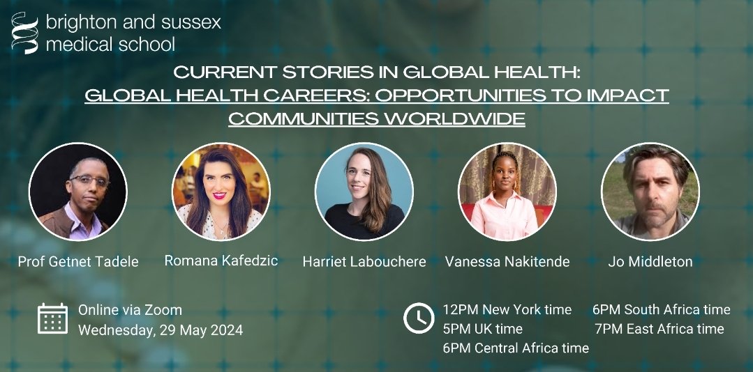 🌍🩺 Our next #CurrentStories in #GlobalHealth event is fast approaching! Tune in as we share more information about our brilliant speakers and their talks over the coming weeks. 👉 For more information and to register for this FREE event: eventbrite.co.uk/e/global-healt…