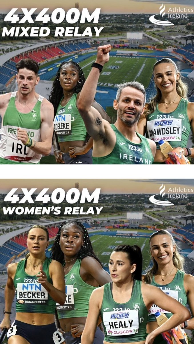 👏👏 Fantastic! 🇮🇪  The Irish mixed and women's 4x400m relay teams sealed their spots at the 2024 Olympics in scintillating fashion at the World Athletics Relays in the Bahamas.