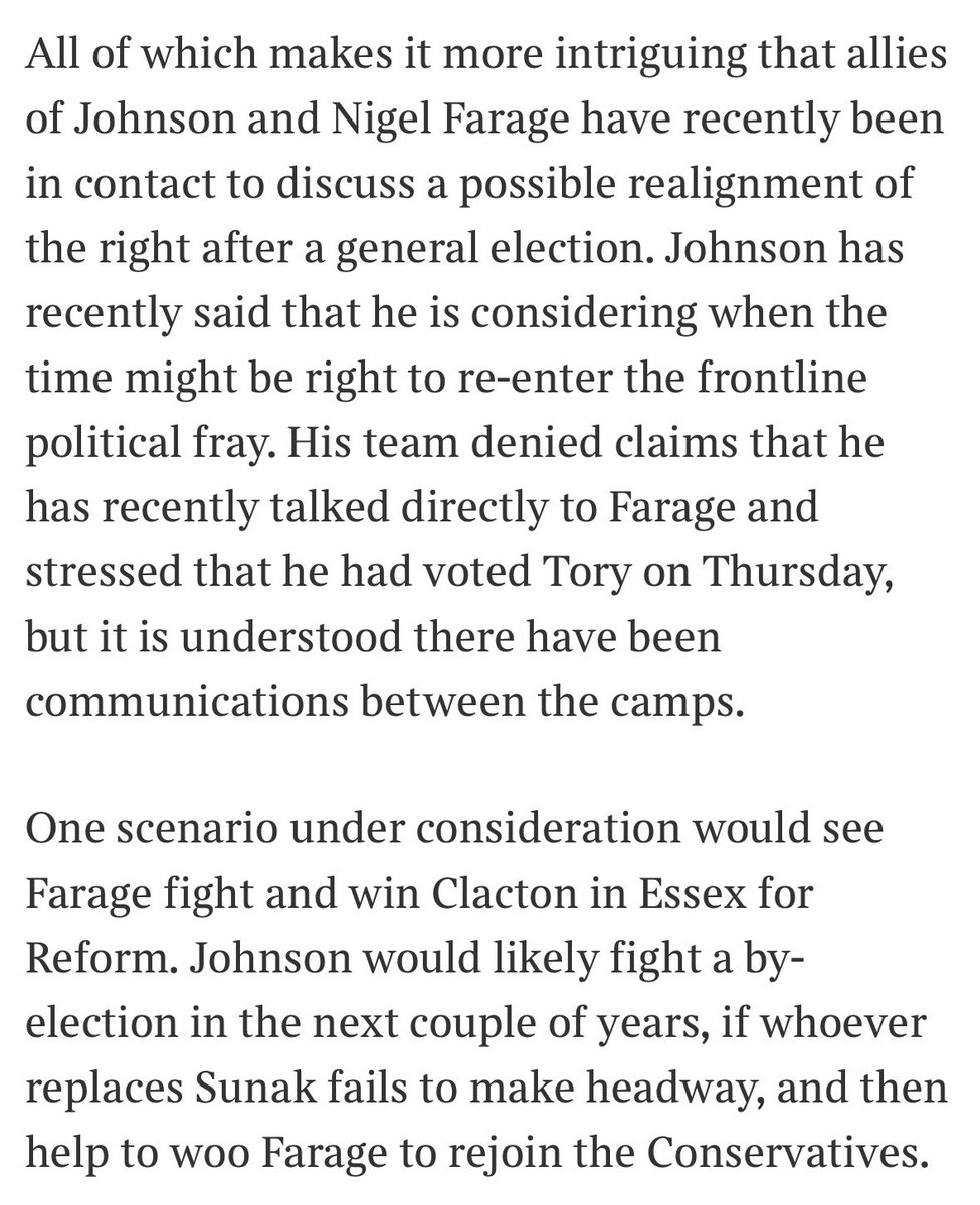Fantastic long read by @ShippersUnbound as always. The most INSERT interesting / worrying / bonkers couple of paras are these. I can see tory members absolutely lapping a Boris/Nigel ticket up. Not sure the electorate would mind.