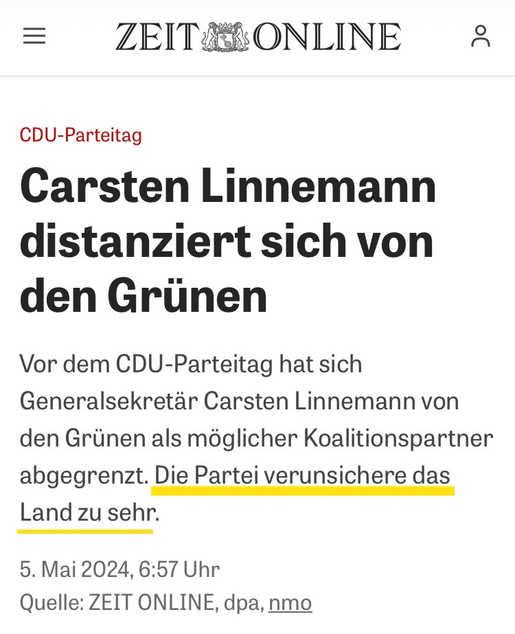#Linnemann : Die Grünen verunsichern das Land zu sehr.

#NieMehrCDUCSU 
#MerzMussWeg